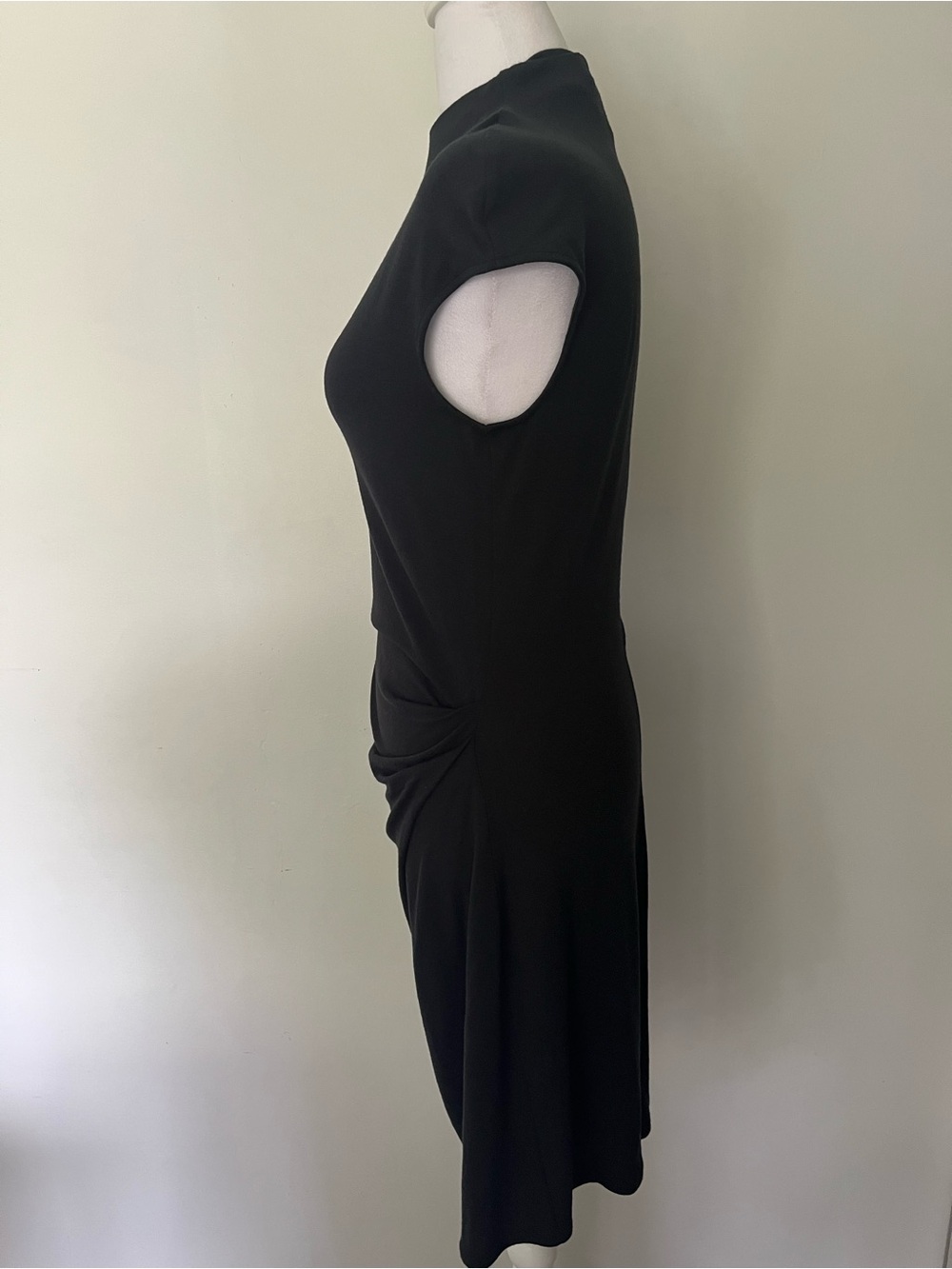Helmut Lang Black Midi Sheath Dress with Side Drape - Picture 3 of 6
